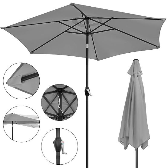 Faltbarer Garten-Balkon-Sonnenschirm verstellbar 210 cm grau