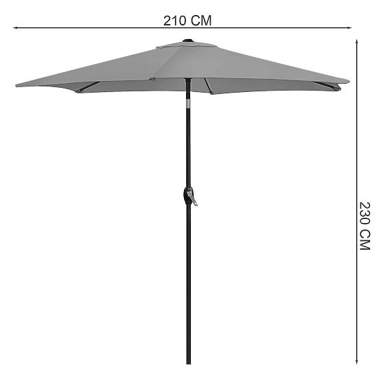 Faltbarer Garten-Balkon-Sonnenschirm verstellbar 210 cm grau