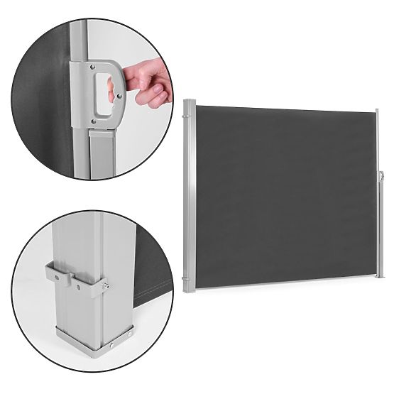 Faltmarkise 300x180 cm Seitenrollo Paravent für Garten und Terrasse Anthrazit