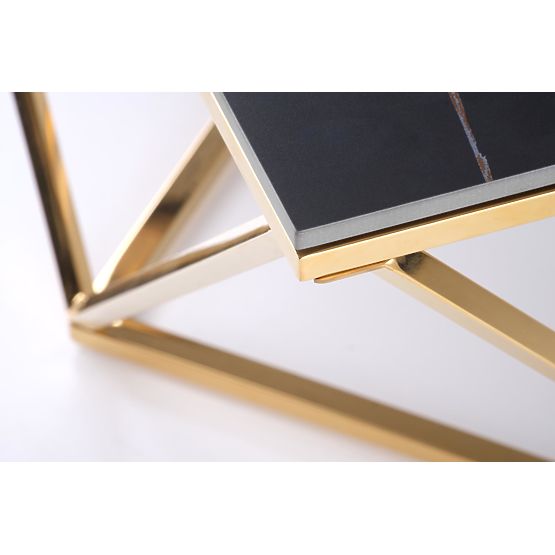 FELICIA Couchtisch Rahmen - Gold, Platte - Schwarzer Marmor (2p=1Stk)