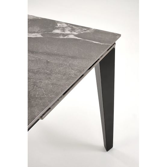 FELIX ausziehbarer Tisch, Platte - grauer Marmor, Beine - schwarz (2p=1Stk)
