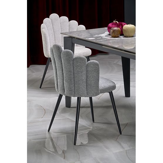 FELIX ausziehbarer Tisch, Platte - grauer Marmor, Beine - schwarz (2p=1Stk)