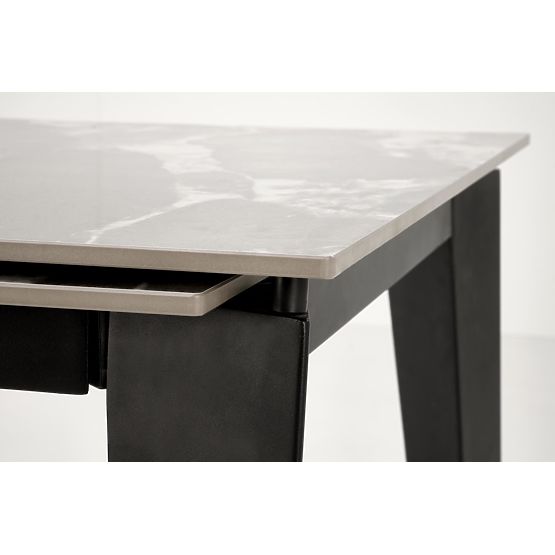 FELIX ausziehbarer Tisch, Platte - grauer Marmor, Beine - schwarz (2p=1Stk)