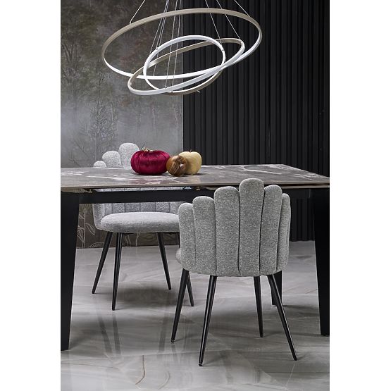 FELIX ausziehbarer Tisch, Platte - grauer Marmor, Beine - schwarz (2p=1Stk)