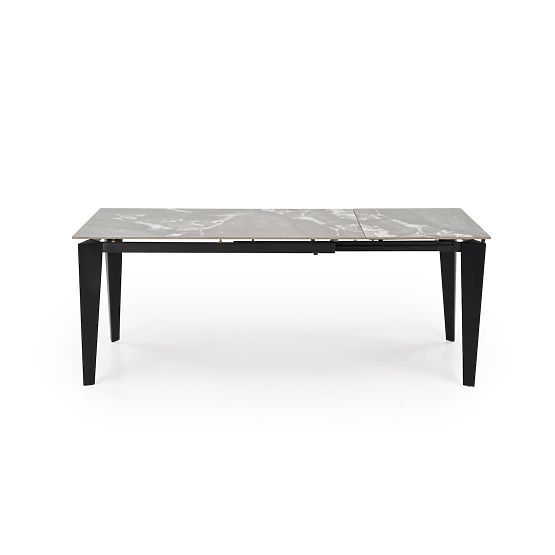 FELIX ausziehbarer Tisch, Platte - grauer Marmor, Beine - schwarz (2p=1Stk)