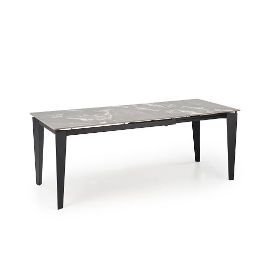 FELIX ausziehbarer Tisch, Platte - grauer Marmor, Beine - schwarz (2p=1Stk)