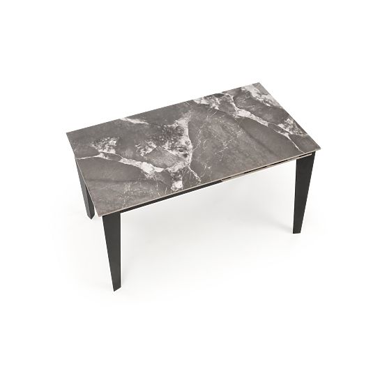 FELIX ausziehbarer Tisch, Platte - grauer Marmor, Beine - schwarz (2p=1Stk)