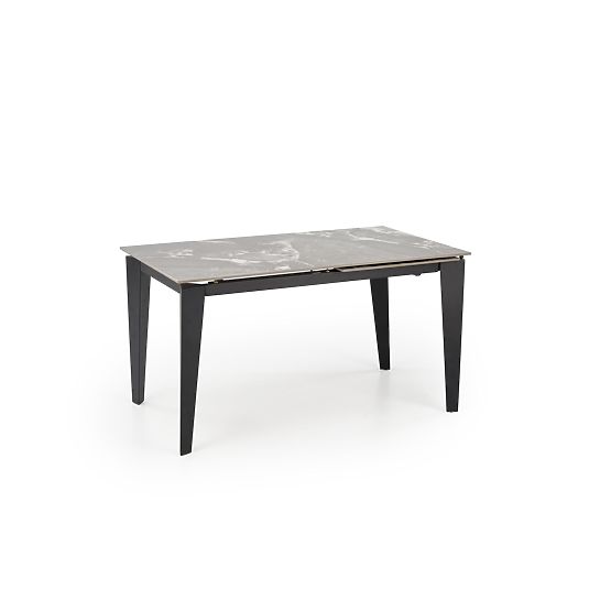 FELIX ausziehbarer Tisch, Platte - grauer Marmor, Beine - schwarz (2p=1Stk)