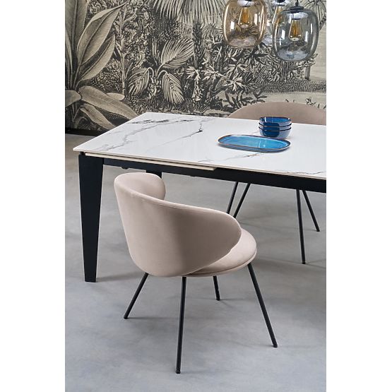 FELIX ausziehbarer Tisch, Platte - weißer Marmor, Beine - schwarz (2p=1 Stk)