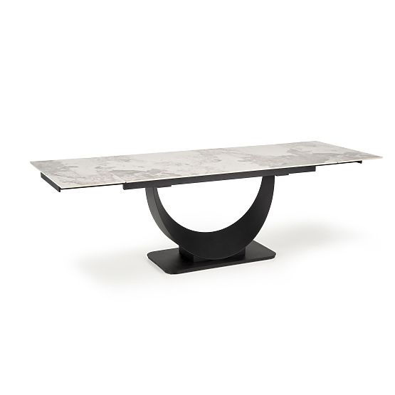 FERNANDO ausziehbarer Tisch, Platte - weißer Marmor, Beine - schwarz (3p=1Stk)