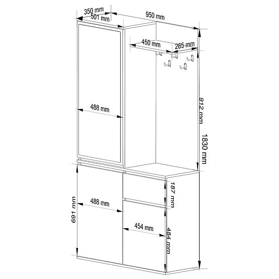 FLURSET ENTRO PK SCHWARZ / ARTISAN EICHE