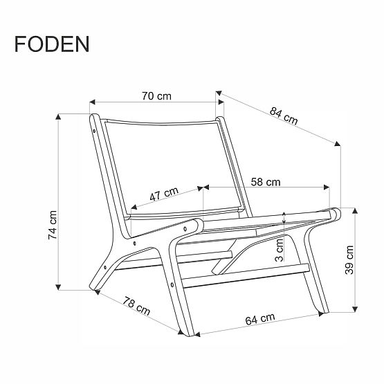 FODEN Relaxsessel, schwarz / natur (1p=1 Stk.)