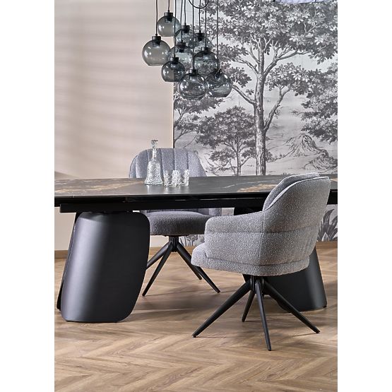 FORUM ausziehbarer Tisch, schwarzer Marmor / schwarz (3p=1Stk)