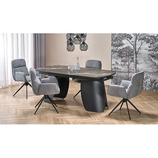 FORUM ausziehbarer Tisch, schwarzer Marmor / schwarz (3p=1Stk)