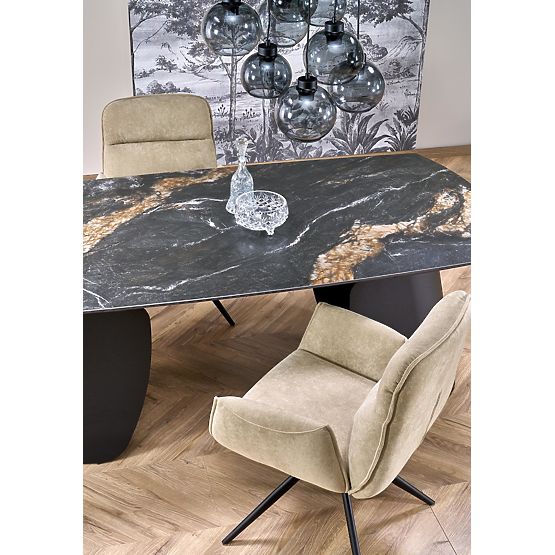 FORUM ausziehbarer Tisch, schwarzer Marmor / schwarz (3p=1Stk)