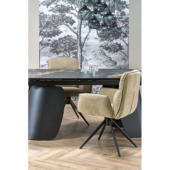 FORUM ausziehbarer Tisch, schwarzer Marmor / schwarz (3p=1Stk)