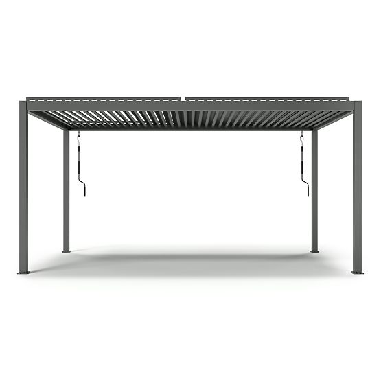 Freistehende Gartenpergola Antilla aus Aluminium, 5x3 m, bioklimatisch, bewegliche Lamellen, anthraz
