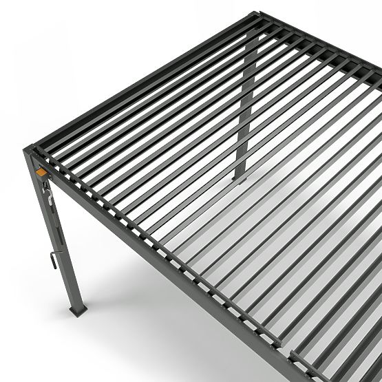 Freistehende Gartenpergola Antilla aus Aluminium, 5x3 m, bioklimatisch, bewegliche Lamellen, anthraz