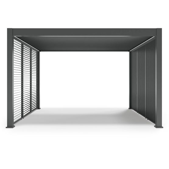 Freistehende Gartenpergola Lumera aus Aluminium, 4x4 m, bioklimatisch, LED-Beleuchtung, elektrisch
