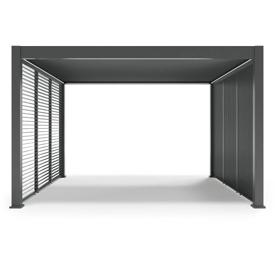 Freistehende Gartenpergola Lumera aus Aluminium, 4x4 m, bioklimatisch, LED-Beleuchtung, elektrisch