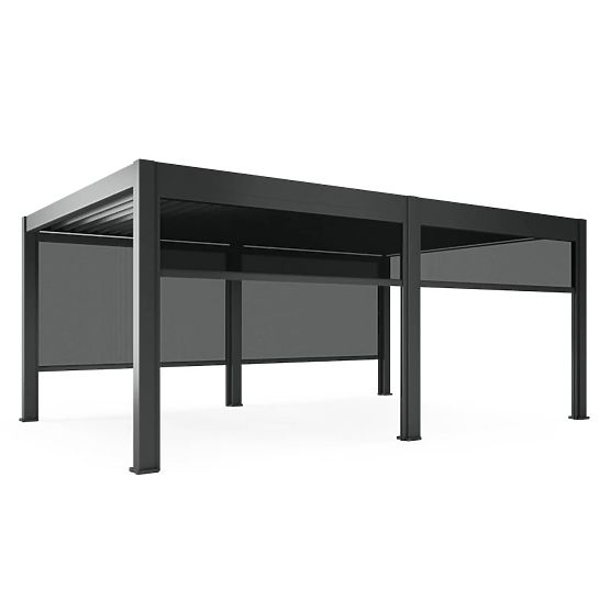 Freistehende Gartenpergola Lumera aus Aluminium, 4x6 m, bioklimatisch, LED-Beleuchtung, elektrisch