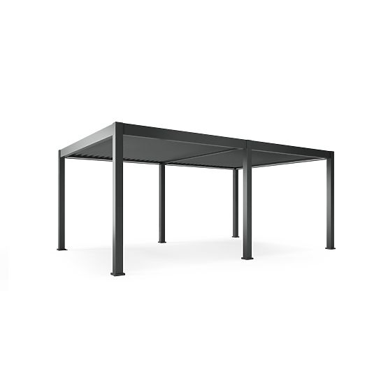 Freistehende Gartenpergola Lumera aus Aluminium, 4x6 m, bioklimatisch, LED-Beleuchtung, elektrisch