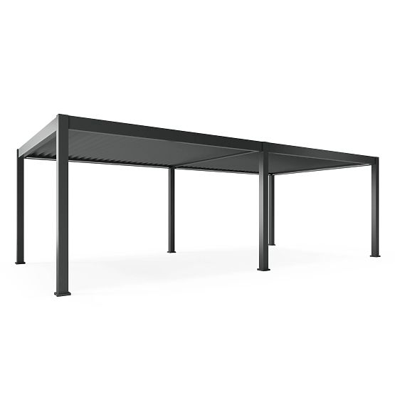 Freistehende Gartenpergola Lumera aus Aluminium, 4x8 m, bioklimatisch, LED-Beleuchtung, elektrisch
