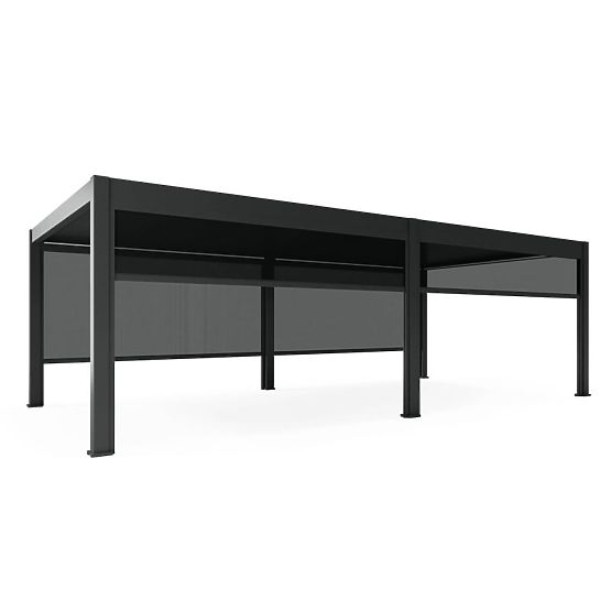 Freistehende Gartenpergola Lumera aus Aluminium, 4x8 m, bioklimatisch, LED-Beleuchtung, elektrisch