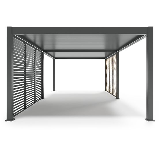 Freistehende Gartenpergola Lumera aus Aluminium, 4x8 m, bioklimatisch, LED-Beleuchtung, elektrisch