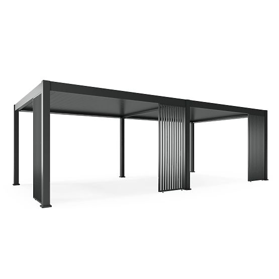 Freistehende Gartenpergola Lumera aus Aluminium, 4x8 m, bioklimatisch, LED-Beleuchtung, elektrisch