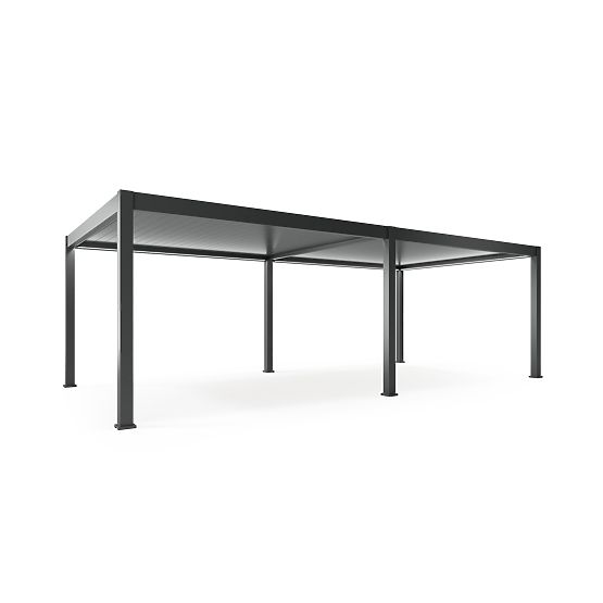 Freistehende Gartenpergola Lumera aus Aluminium, 4x8 m, bioklimatisch, LED-Beleuchtung, elektrisch