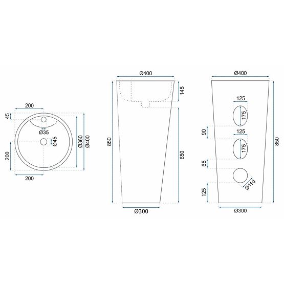 Freistehendes Keramikwaschbecken Blanka Natural Matt Marmor