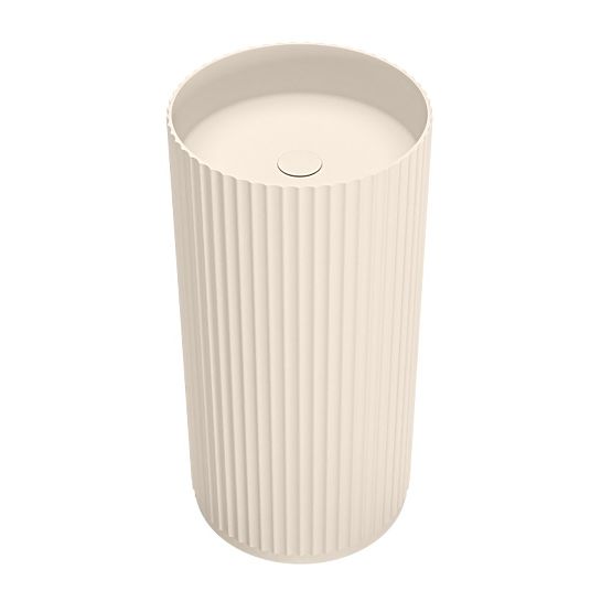 Freistehendes Waschbecken Ciriola, Verbundwerkstoff, 45x90 cm, beige-grau, taupe, geriffelt