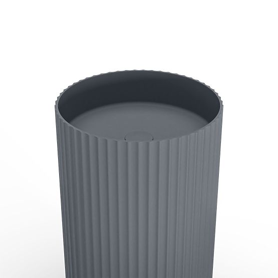 Freistehendes Waschbecken Ciriola, Verbundwerkstoff, 45x90 cm, dunkelgrau, geriffelt