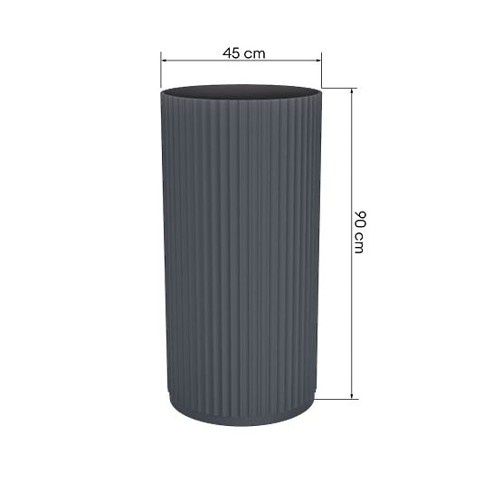 Freistehendes Waschbecken Ciriola, Verbundwerkstoff, 45x90 cm, dunkelgrau, geriffelt