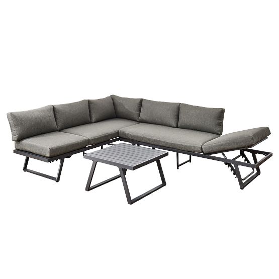 Garten-Ecksofa aus Aluminium mit Tisch RADIOSO mit verstellbarer Rückenlehne