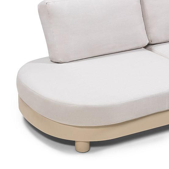 Garten Ecksofa mit 2 Tischen Santa Ana, Aluminium, Beige, Marmor Dekoration, runde Formen