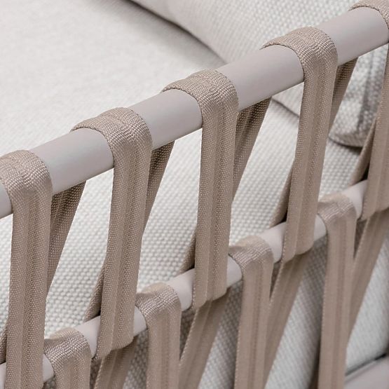 Garten Ecksofa mit Tisch Amarello, Aluminium, geflochten, hellbeige/beigegrau