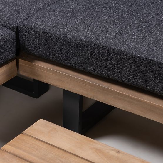 Garten-Ecksofa mit Tisch Borgo, Akazienholz FSC, Teak-Optik, grau