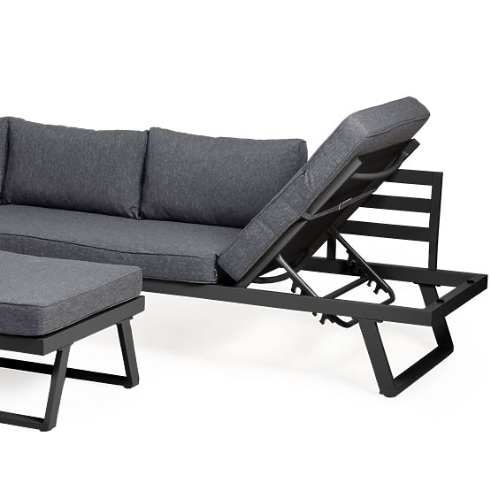 Garten-Ecksofa mit Tisch Lafoole Lunge, Spun-Poly, dunkelgrau