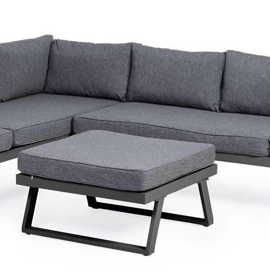 Garten-Ecksofa mit Tisch Lafoole Lunge, Spun-Poly, dunkelgrau