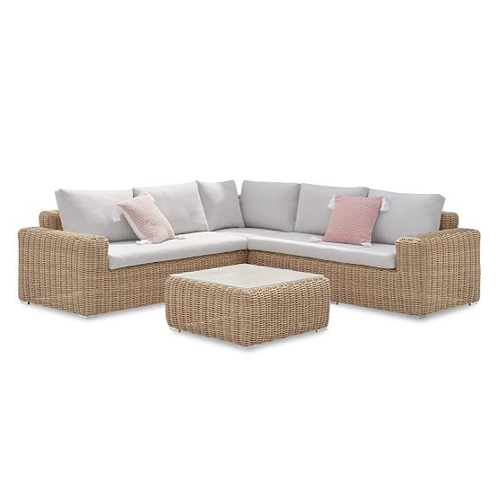 Garten Ecksofa mit Tisch Sandy, Technorattan, Beige