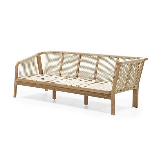 Garten-Ecksofa-Set mit Tisch Castello, Geflecht, Akazienholz FSC, Teakoptik, Beige