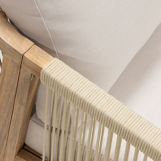 Garten-Ecksofa-Set mit Tisch Castello, Geflecht, Akazienholz FSC, Teakoptik, Beige