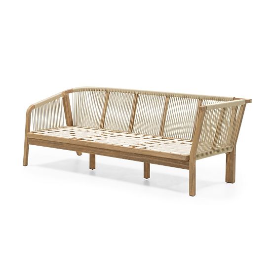 Garten-Ecksofa-Set mit Tisch Castello, Geflecht, Akazienholz FSC, Teakoptik, Beige