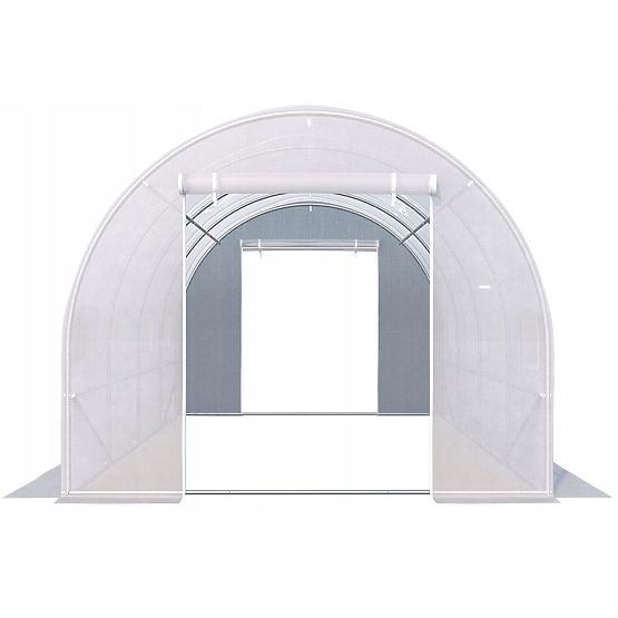 Garten-Folientunnel 3x2x2 m multifunktionaler Metallrahmen weiße Folie 2 Eingänge