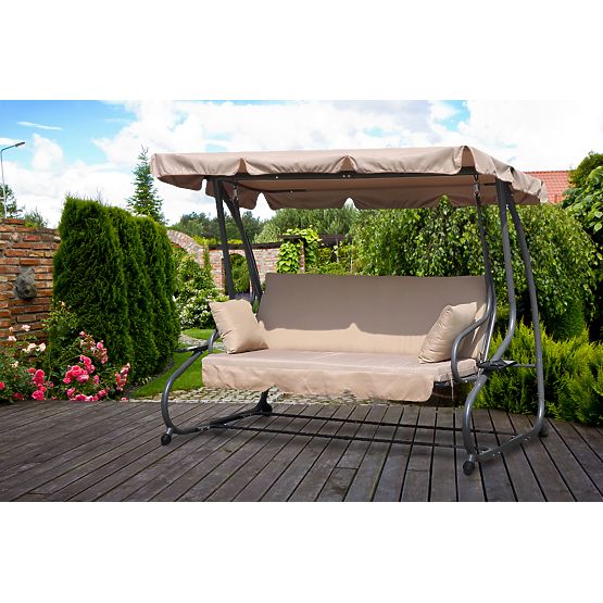 Garten-Schaukel 2-in-1 klappbar mit Kissen beige