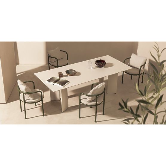 Garten-Set Amarello, Tisch 220 cm + 6 Stühle, Aluminium, hellbeige/grün