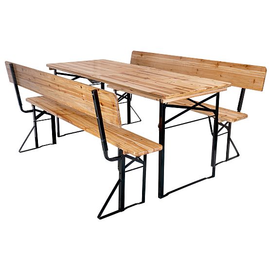 Garten-Set aus Stahl und Holz PORTER 170 cm Tisch + 2 Bänke