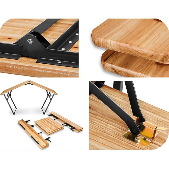 Garten-Set aus Stahl und Holz PORTER 170 cm Tisch + 2 Bänke